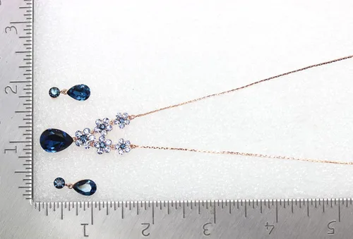 Vista 5 de Faship Precioso conjunto de pendientes y collar floral de cristal