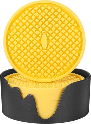 Vista 20 de ME.FAN Posavasos de silicona [paquete de 6] posavasos gruesos con soporte, tapete para tazas, antideslizante, antiadherente, se mantiene en su