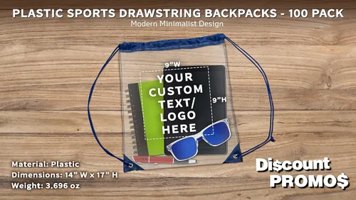 Vista 4 de DISCOUNT PROMOS Mochilas de plástico con cordón, - Personalizado - Azul, Cordón
