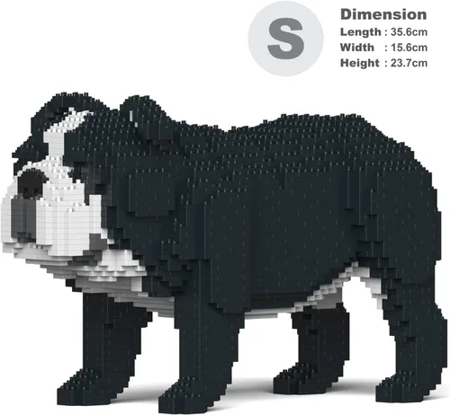 Vista 6 de JEKCA Bulldog inglés 4 en 1 paquete 01S-M04 Bloques de construcción de plástico para perros Edad 14 +