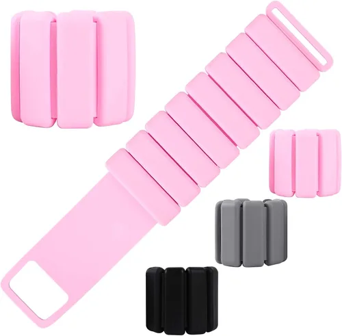 Vista 2 de Muñequera ajustable de 2 libras para mujer, pesas de tobillo, juego de 2 piezas de silicona, impermeable, cómodo y transpirable, ideal para yoga