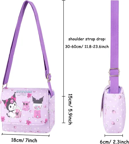 Vista 2 de Roffatide Anime Cartoon Mini Messenger Bag Crossbody Bag Kawaii Lolita JK Girls Shoulder Bag Flap Synthetic Leather Satchel