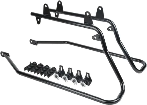 Vista 7 de XFMT Alforjas duras negras mate para baúl con soportes de conversión negros para Harley Softail Heritage Classic Deluxe 1984-2017
