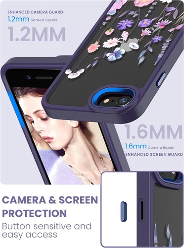 Vista 3 de Dretal Funda para iPhone SE 2022/2020, iPhone 8/7, con 2 protectores de pantalla, probada contra caídas de grado militar, parte trasera dura y borde
