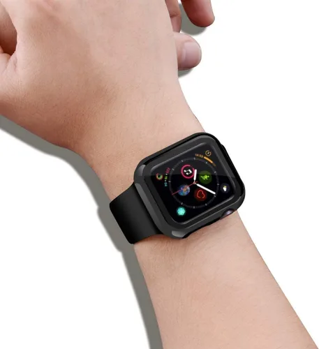 Vista 5 de YMHML - [Juego de 2] Protector de pantalla de vidrio templado compatible con Apple Watch de 38mm Series 3/2/1 con estuche negro duro, cubierta