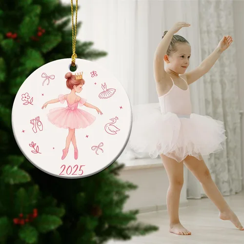 Vista 6 de Adorno de bailarina 2025 – Regalos de ballet para niñas pequeñas, niños, adolescentes y bailarines – Adornos de ballet para árbol de Navidad