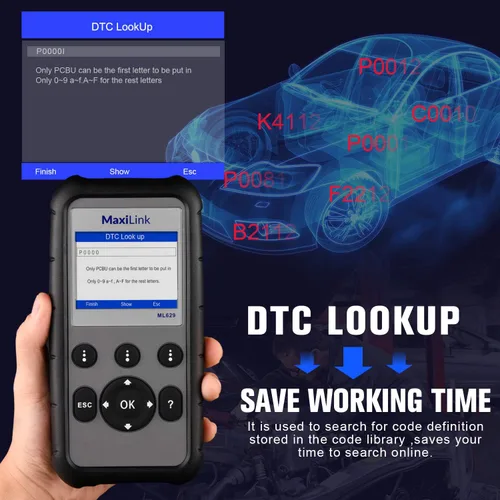 Vista 5 de 2026 Nuevo Autel ML629 Escáner OBD2, herramienta de diagnóstico de transmisión del motor ABS SRS, lector de códigos OBDII completo para mecánicos