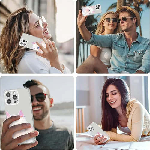 Vista 6 de Roemary Buffertech - Funda estética de gato para iPhone 13 con diseño de gatito, patrón estético rosa con protector de pantalla