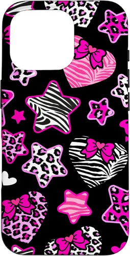 Vista 20 de Funda Bimbo Y2K para iPhone 16 McBling Estética Corazón Estrella Leopardo Zebra Rosa Y2K