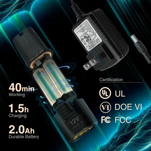 Vista 3 de Pulidora Inalámbrica de 5 Pulgadas DA con 6 Velocidades Variables de 2500-5500 RPM, Batería Recargable de 2.0Ah, Pulidora para Detalles
