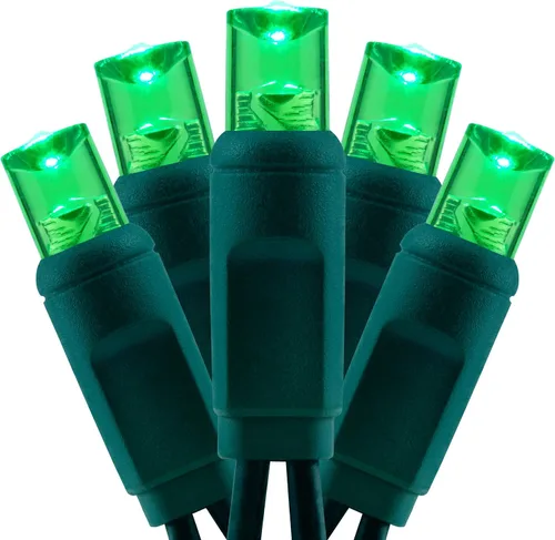 Vista 15 de Luces de Navidad de gran angular de una pieza rojas y verdes, 140 unidades, 48 pies, 2 juegos de 70 LED de 24 pies de alto, impermeables, 0.197 in