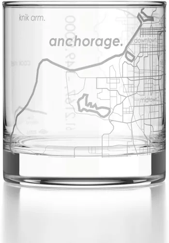 Vista 34 de Well Told Vaso de rocas grabado con mapa de Akron, Ohio, cristalería estilo antiguo (325ml, transparente) Vaso de bourbon grabado, regalos