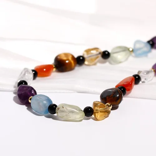 Vista 7 de Jewever Tobillera con 7 cristales y piedras de chakra, pulseras de tobillo con cuentas irregulares para mujer, energía espiritual, meditación, yoga