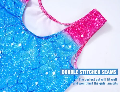 Vista 4 de TENVDA Gymnastics Leotards for Girls 2-12 Years Old Sparkly Multicolor Kids Tumbling Biketards Unitard