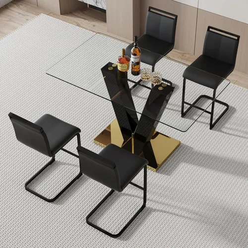 Vista 21 de Ebullient Juego de mesa de comedor de bar de 63 pulgadas para 2, juego de mesa de comedor de bar moderno con 2 taburetes de cuero sintético, mesa