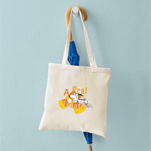 Vista 4 de CafePress Snoopy Un verdadero manjar Bolso de compras reutilizable de lona natural color beige
