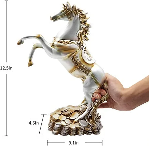Vista 6 de DreamsEden Estatua de caballo de cría, escultura de semental salvaje, figura de resina de polietileno pintada a mano para decoración de oficina