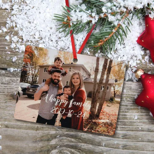 Vista 5 de Fortheday Adorno de Navidad personalizado 2023, adorno con foto, juego creativo de decoración para árbol de Navidad (rectángulo-2)