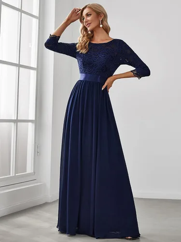 Vista 3 de Ever-Pretty - Vestido largo elegante para dama de honor, con cintura imperio, manga de 34, 07412