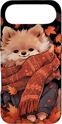 Vista 27 de Pomeranian Pom Autumn Fall Leaves Dog Thanksgiving Case for iPhone 17