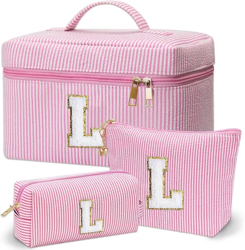 Vista 32 de Bolsa de maquillaje Adoryoung 3 piezas rosa+azul, Azul, A