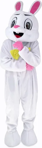 Vista 7 de Disfraz de conejo de Pascua para adultos, disfraz de conejo de Pascua de lujo para hombres y mujeres, traje de mascota de conejo de felpa
