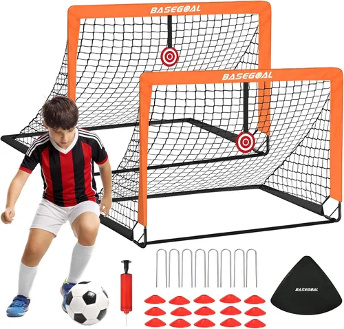 Vista 13 de BaseGoal Soccer Goals for Backyard Set of 2, 4x3ft, Mini Soccer Net Negro