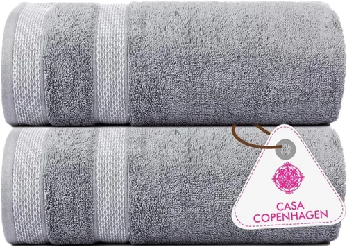 Vista 88 de CASA COPENHAGEN Exotic - Juego de 6 toallas de diseño de 100% algodón egipcio, color azul aguamarina, 550 GSM, 2 toallas de baño, 2 toallas de baño