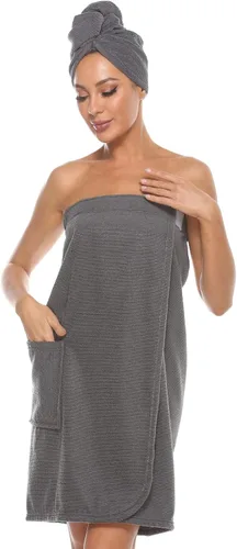 Vista 2 de Knuffnee Toalla de baño para mujer, ducha, spa, envoltura corporal, cierre ajustable, bata de baño