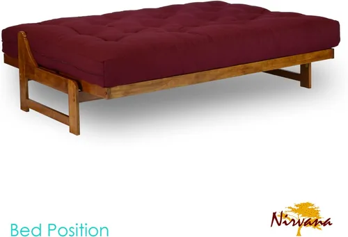 Vista 4 de Juego de futón Nirvana Futons Arden - Tamaño completo, marco, colchón de 8 pulgadas, funda de sarga color burdeos Cubierta de sarga burdeos