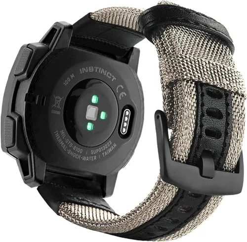 Vista 9 de Abanen Correas de reloj de nailon estilo militar de 0.866 in para Garmin Instinct 3 1.772 in/Instinct 2 Solar, tela tejida duradera correa
