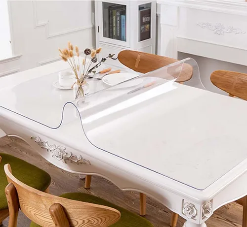 Vista 2 de KATE Funda transparente de escritorio de 0.069 pulgadas, tapete de vinilo de plástico para mesa de comedor, protector de mesa de comedor
