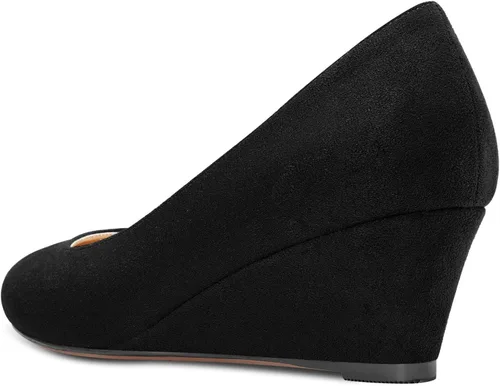 Vista 3 de HEUIVZAR Zapatos de tacón bajo con punta redonda cerrada sin cordones para mujer, tacón bajo, color mate, para compras, vacaciones, clásico, 2