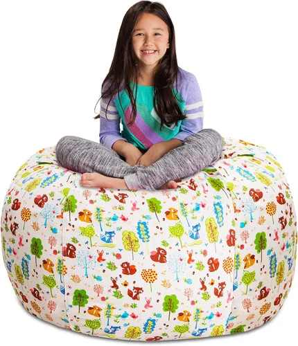 Vista 46 de Posh Creations Funda de puf para niños con almacenamiento para animales de peluche - Organizador de juguetes para niños, Mediano 68.58 cm - Lona
