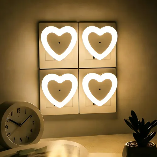 Vista 8 de Luces Nocturnas LED Enchufables (Paquete de 2), Sensor de Anochecer a Amanecer Encendido/Apagado Automático, Bonita Luz Nocturna en Forma de Corazón