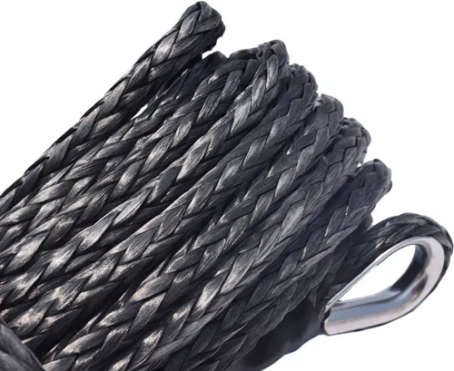 Vista 2 de Extensión de cuerda de cabrestante sintética de 10 mm3/8 pulgadas con dos bucles (3/8 "* 85 pies, negro)