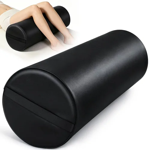 Vista 13 de Noverlife Rodillera redonda 3/4 para mesa de masaje, almohada de masaje de 26 x 6 x 6 pulgadas para piernas con asa de correa, mesa de masaje