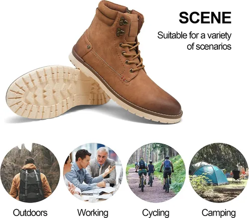 Vista 7 de Vostey - Botas tobilleras con cordones (Chukka), de senderismo, impermeables y estilo informal para hombre
