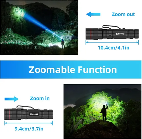 Vista 2 de COSOOS 3 linternas LED tácticas mini con clip, linterna AA brillante zoomable de 3.7 pulgadas de alto lúmen, linterna de bolsillo tamaño pluma, 1