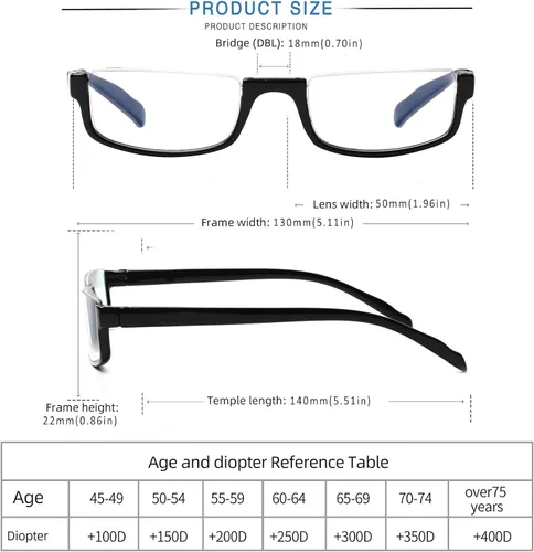 Vista 2 de Henotin 4 pares de anteojos de lectura para mujeres y hombres, lectores, marco de media luna, bloqueo de luz azul, lentes con bisagra de resorte