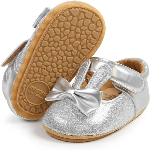 Vista 3 de LAFEGEN Zapatos planos Mary Jane para bebés y niñas con Bownot, suela suave, suela suave, piel sintética, recién nacidos, para primeros pasos