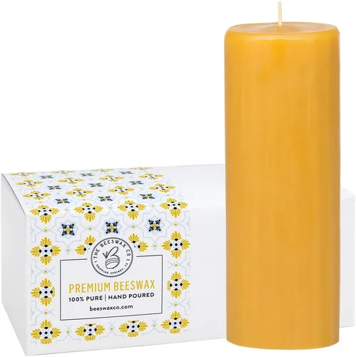 Vista 12 de The Beeswax Co. - Vela grande de cera de abejas de colmena – Perfumada a miel natural, de larga duración y ecológica, mecha de algodón, cera