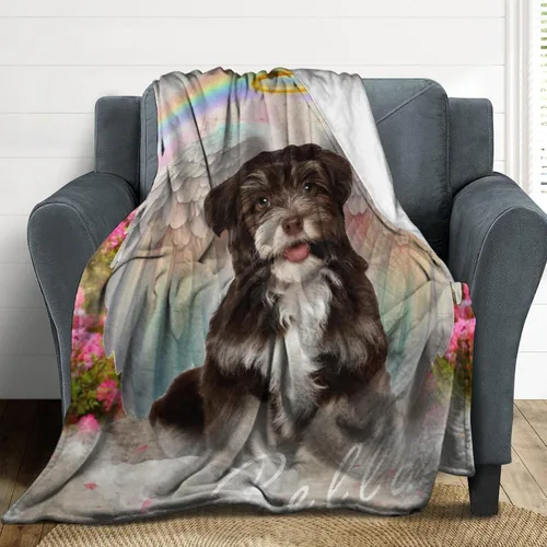 Vista 5 de Manta personalizada con imagen, mantas de memoria personalizadas para perros, hechas en Estados Unidos, imagen personalizada para pérdida de 1 Foto