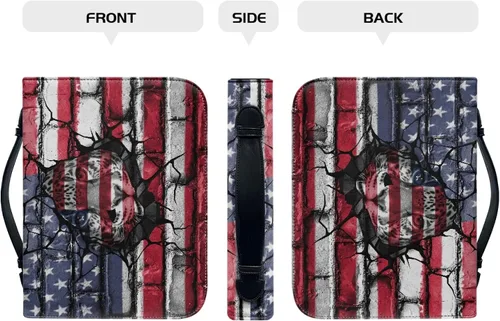 Vista 2 de Bengbobar Fundas para la Biblia con diseño de guepardo de la bandera estadounidense, funda impermeable para libros para mujeres y hombres, funda
