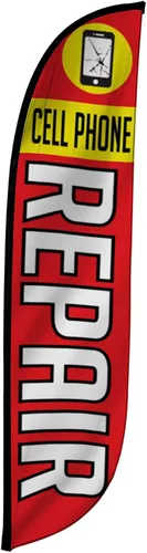 Vista 18 de LookOurWay Bandera de plumas, bandera publicitaria de 12 pies de alto para promoción de negocios y eventos, solo bandera, detalles automáticos