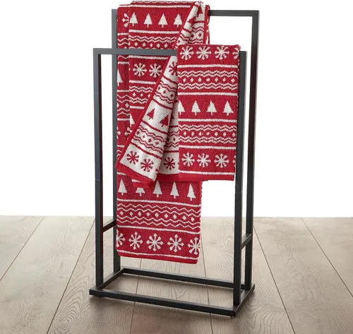 Vista 7 de SKL Home Toalla de baño de Navidad/Winter Fair Isle, color rojo