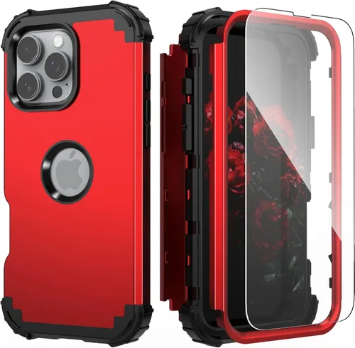 Vista 11 de IDweel Funda para iPhone 16 Pro Max con Protector de Pantalla, 3 en 1 Resistente a Golpes Ajuste Delgado Híbrida de Servicio Pesado Cubierta Dura