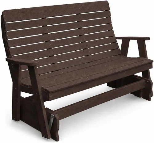 Vista 22 de Amish Made Antique Mahogany 4 ft Outdoor Glider Bench, HDPE Made in USA Fairfax Collection HDPE Poly Lumber Outdoor Glider Bench, All-Weather