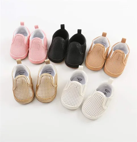 Vista 2 de Meckior - Zapatos para recién nacidos tipo mocasines de lona con suela suave para recién nacidos bebés niños y niñas que estén dando sus primeros