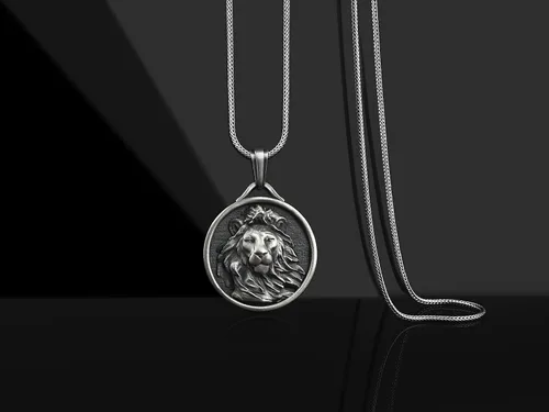 Vista 4 de BySilverStone Jewelry - Collar de medallón de plata esterlina hecho a mano de León salvaje, joyería del signo del zodiaco Leo, colgante de hombre
